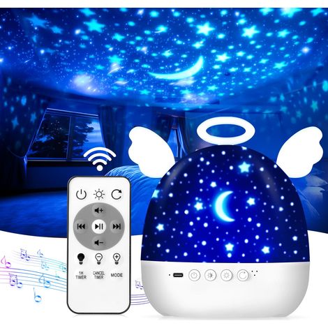 Nachtlichtprojektor für Kinder mit 22 Filmen und Musik, 360° drehbarem Sternenhimmel, Fernbedienung zur Dekoration des Kinderzimmers und Einschlafhilfe mit beruhigenden Geräuschen. (1/5)
