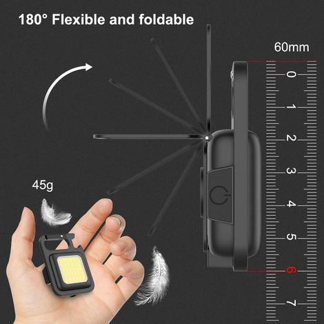 Mini LED Lampe De Poche Rechargeable - Cadeau Homme - Baladeuse Avec Support Et Aimant - Multifonction Porte Clé Lampe Étanche (1/5)