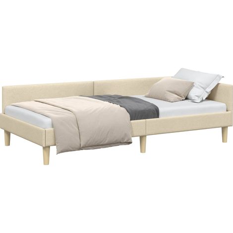 Estructura de cama en esquina Crema 80 x 200 cm tela vidaXL