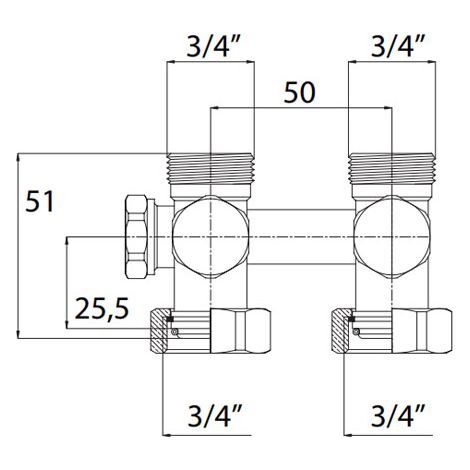 Blanc Habitat – Vanne papillon droite monotube 3/4" mâle – Corps laiton nickelé pour radiateur à robinetterie intégrée – Écrou 20/27 (1/5)