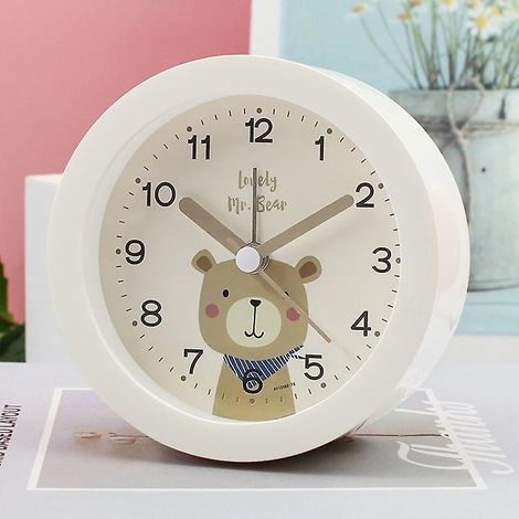 rveil Ours Blanc Pour Enfants + - Diamtre 9,5 Cm Petite Horloge Analogique Silencieuse Veilleuse De Chevet Chambre Coucher (1/4)