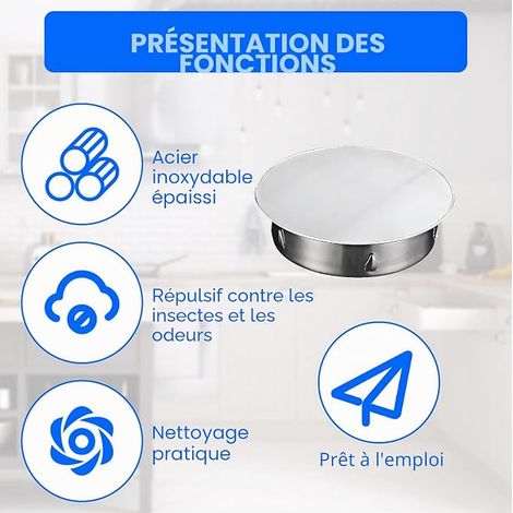 Couvercle de tuyère de cheminée Ø150mm Capsule de tuyau Couvre-cheminée Couvre-tuyau Tube de fumée/tuyau de poêle Fermeture pour tuyaux En acier inoxydable réfractaire Couvre-tuyau de (1/2)