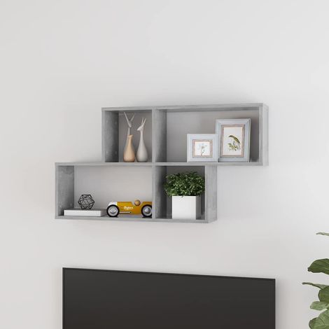 Étagère murale Étagère de Rangement - Meuble de rangement Gris béton 100x18x53 cm Aggloméré BV102732 - BonneVie (1/5)