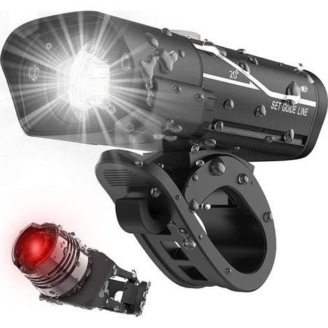 Lumières de bicyclette USB Rechargeable LED Feux de vélo Set - Combinaisons de feu arrière avant pour tous les vélos (1/5)