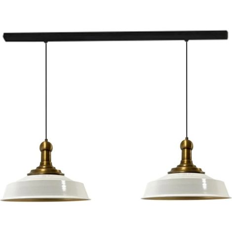 bamyum Asletl Suspension Luminaire Industrielle Rétro en Metal Lot de 2, Lustre de Salon Vintage, Éclairage de Plafond pour Chambre, Cuisine, Lampe Suspendue Blanc