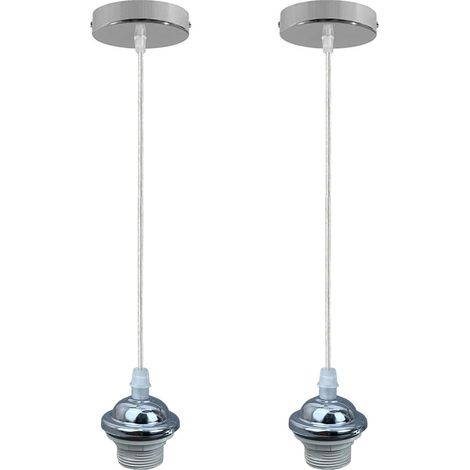 2 Pièces Suspension E27 Avec Anneau à Vis Câble Réglable de 100 cm Suspension Compatible Avec Abat-Jour Convient pour le Salon Bar Café Magasin de Vêtements Hôtel-Argent (1/5)