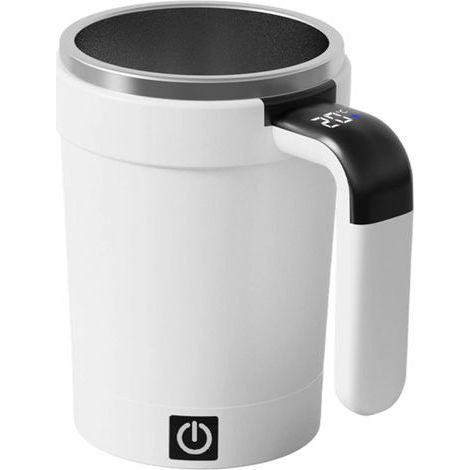 Tasse mélangeur automatique, mug de voyage électrique auto-mélangeur, affichage LCD de la température, rechargeable, portable, cadeau(Blanc) (1/5)
