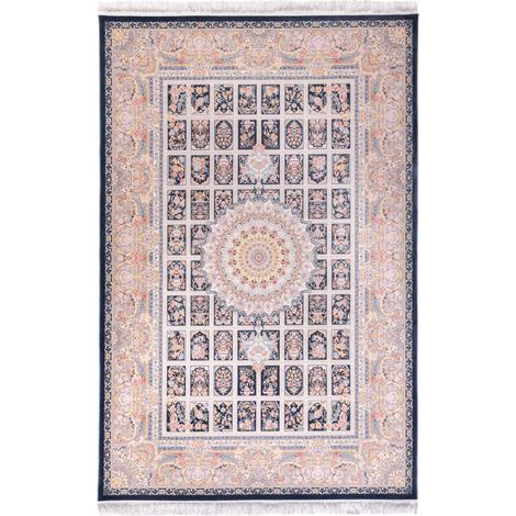 Tapis persan Khorshid  - 150x100cm, Rectangular - 100% Acrylique - Tissé - Bleu foncé