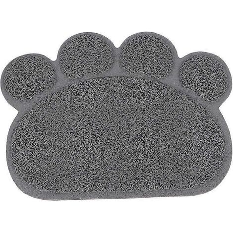 Petit tapis PVC en forme de patte pour chien et chat, antidérapant, facile à nettoyer, pour gamelle, bol d’alimentation, protection du sol. (1/4)