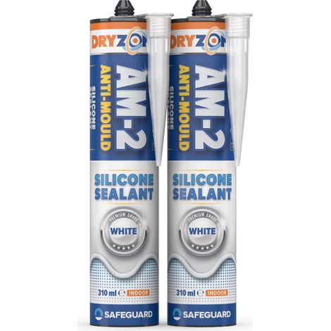 Dryzone Anti Mould Silicone Sealant White 310ml x 2 (1/5)