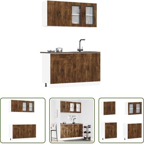 Rangement cuisine - Ensemble d'armoires de cuisine 4 pcs Kalmar bois d'ingénierie (1/5)
