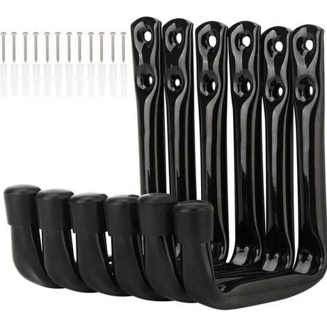 Pack of 6 wall-mounted bicycle hooks, heavy-duty garage storage hooks with screws (1/4)