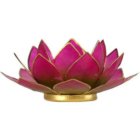 Porte Bougie Fleur de Lotus Rose Vert et or (1/2)
