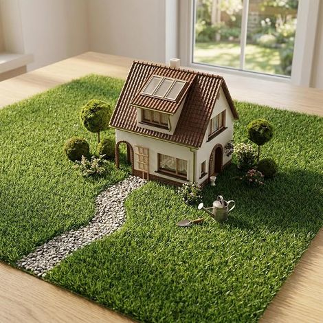 Synthetic Grass 15 x 15 cm, Set of 8 Pieces, Thickness 3 mm, Lawn for Outdoor and Landscape Decoration for Patio, Artificial Grass for Micro Landscape and DIY Creative (1/4)