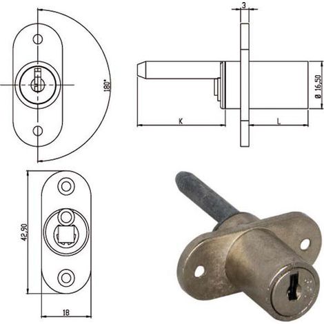 Serrure pour meuble, pivot horizontal, 163437 Omr