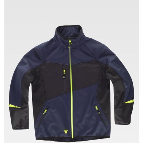 Chaqueta Workshell combinada WORKTEAM WF3040 S Azul marino / Amarillo flúor (1/2)