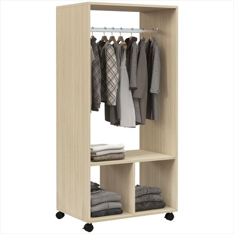 Armoire sur roulettes 60 x 40 x 128 cm bois naturel (1/5)
