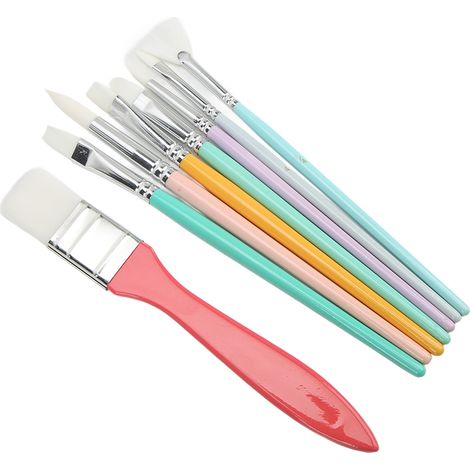Lot de 8 pinceaux en nylon massif pour aquarelle et gouache, en bois massif.