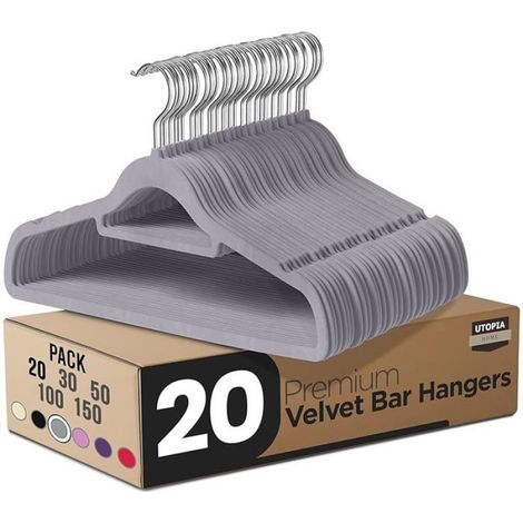 Cintres en Velours u2013 Antidérapants durables avec Barre à Cravate u2013 Cintres Peu encombrants pour Gris Lot de 2 PORTE-MANTEAU (1/5)