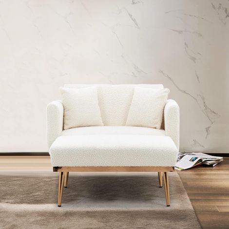 Sillón relax 3 en 1 con función cama, sillón, convertible en cama, sofá cama, plegable, ajustable, blanco