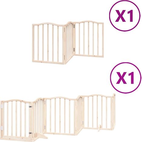 Cancelletto di sicurezza per cani con porta pieghevole 9 pannelli in legno di pioppo marrone 020023337