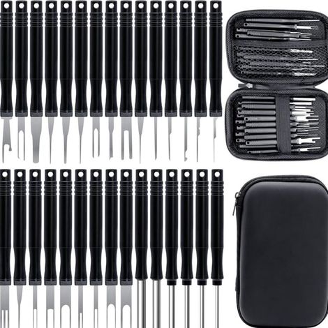 30 Pcs Outils de Retrait de Terminal pour Câble de Voiture, Outil de Déverrouillage de Voiture Outils de Extracteur de Cosses pour Retrait de Connecteur de Câble de Voiture (1/5)