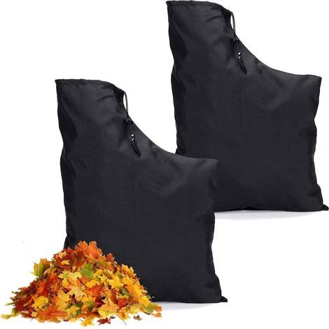 Applicable 2 Pièces Sac pour Aspirateur Souffleur, Sac Aspirateur de Souffleur Feuilles Universel Réglable Sacoche Collection avec Cordon de Serrage, pour Feuilles Jardin Pelouse Patio Cour (Noir) (1/5)
