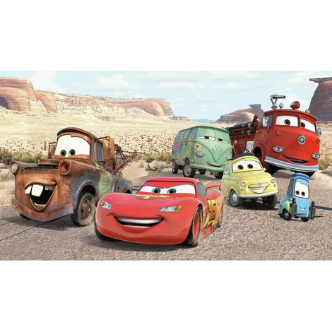 Papier peint panoramique encollé Cars Flash McQueen et ses amis dans le désert - Disney- 320 cm x 182,88 cm (1/3)