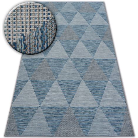 Tappeto DI SPAGO SIZAL LOFT 21132 TRIANGOLI avorio/argento/blu blue 80x150 cm