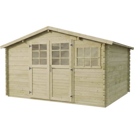 Abri de jardin en bois traité autoclave "Belmont" - 12.53 m² - 34 mm