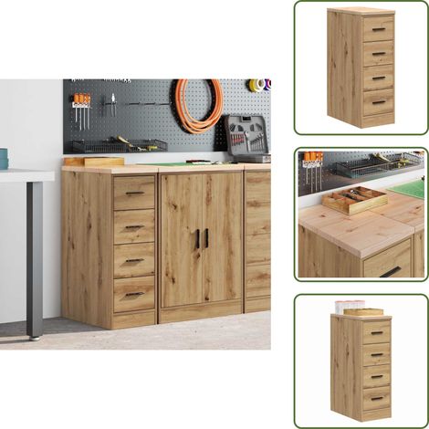 vidaXL Garagen-Aufbewahrungsschrank Artisan-Eiche Massivholz Kiefer (1/5)