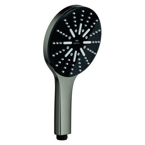 GROHE Handbrause Rainshower Aqua Pure 101676, 3 Strahlarten, Strahlumstellung per Tastendruck, maximaler Durchfluss bei 3 bar: 8.4 l/min, hard graphite gebürstet (1/4)