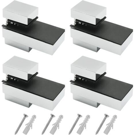 Support etagere, 4 Pièces Support etagere verre, Support etagere murale, avec vis, Supports réglables pour étagères en verre en alliage de zinc, épaisseur fixable 3-15mm, pour verre et bois (1/5)