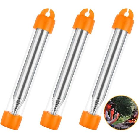 3 Pieces Stainless Steel Pocket Bellows Pocket Fire Tube Survival Fire Tube Telescopic Pipe Fire Starter Tool for Camping Picnic Hiking BBQ (1/5)