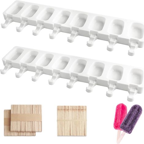 2 Pièces Moule à Glace, 8 Cavités, Silicone Alimentaire, 150nets Bois, Pour Desserts Maison (1/5)