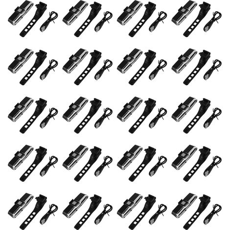 20X Feu Arriere de Velo Rechargeable USB Batterie au Lithium LED Velo Feu Arriere Lampe de Casque de Velo Support de Lampe de Velo Rouge-Blanc-Bleu Couleur de Lampe (1/5)