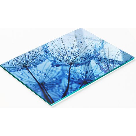 Tablero decorativo multifuncional de vidrio templado con diseño de dientes de león, 80x52 cm. (1/5)