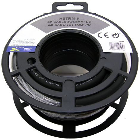 5m cable manguera 3G1,5mm² neopreno H07RN-F negro