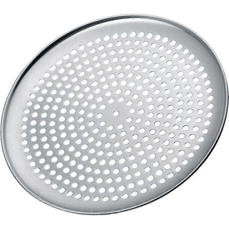 Plaque à pizza ronde pour la cuisson domestique, plateau de cuisson remplaçable, accessoire de cuisson-25.00X25.00X1.50CM-Silver (1/4)