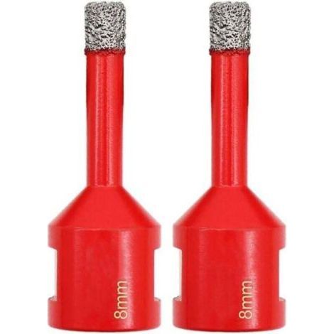 Forets Diamant 2 Pièces 8mm Trépans de Forage avec Filetage M14 pour Perçage à sec en Porcelaine Carrelage Granit Marbre (1/4)