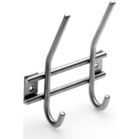Hettich Garderobenleiste 2 Haken 14,0 x 16,5 x 5,5 cm Edelstahl Hakenleiste