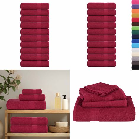 vidaXL Duschtücher 10Stk. Bordeauxrot 70x140cm 360 g/m² 100% Baumwolle (1/5)