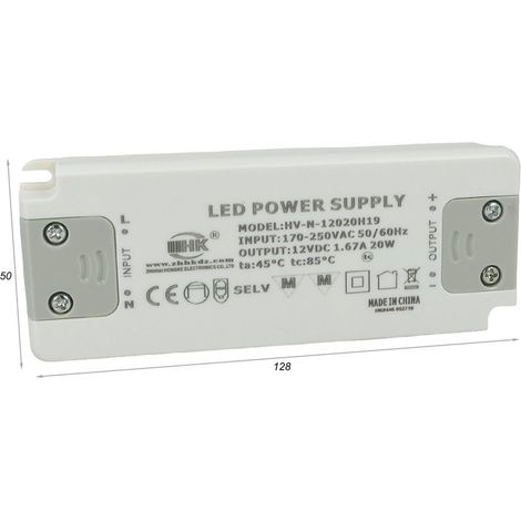 Alimentatore Trasformatore CV 20W 12V 1,67A Super Slim Solo 16mm Spessore
