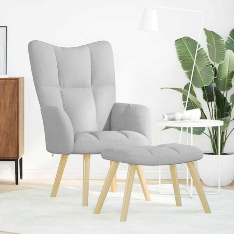 Chaise de salon,Chaise de relaxation avec repose-pieds gris nuage tissu CFW80542 (1/5)