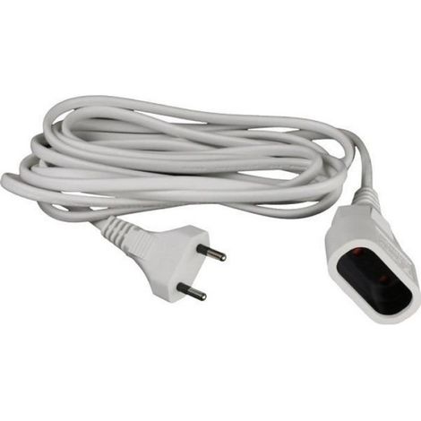 Rallonge Électrique - 5 M - 2x0 75 Mm² - Pour Usage Intérieur - 6 A - Blanc - 1 Pièce (1/2)