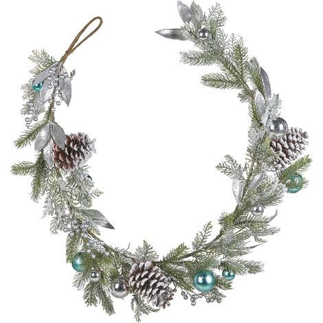 Guirnalda artificial de Navidad decoración de interior 150cm verde y plata Lleida (1/5)