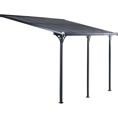 Gardiun – Pergola aluminium 11 m² 435x254x220/260 cm – Panneaux polycarbonate 6 mm – Protection UV – Installation murale et au sol (1/5)