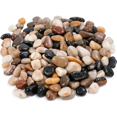galets de rivière 2 kg, pierres décoratives pour jardin et aquarium, mélange multicolore 2–4 cm, polis et plat (1/5)