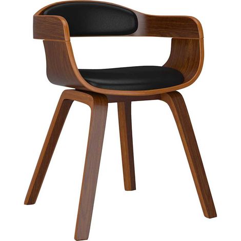 Sedia da Pranzo Sedia da tavola Sedie per cucina Nera in Legno Curvato e Similpelle (1/5)