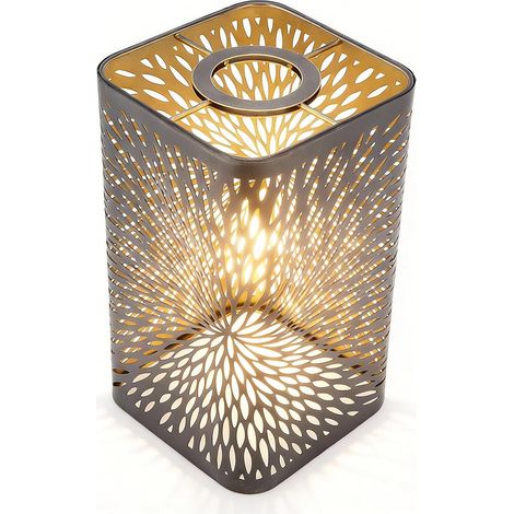 Abat-jour en métal gravé abat-jour avec motif floral pour lampe de table, abat-jour en métal, câble cylindre en fer, pour ampoules E27 E26 (1/5)